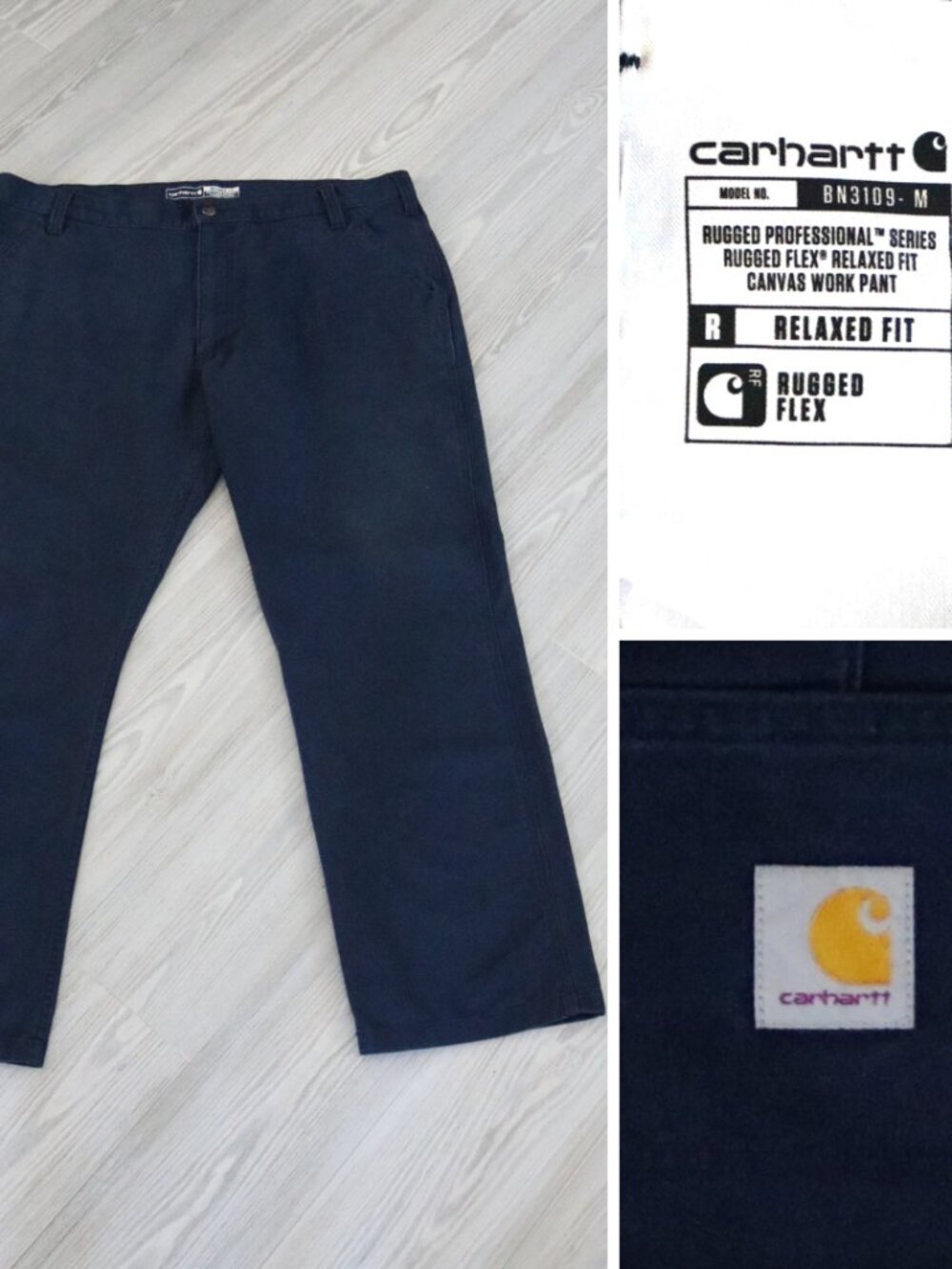 Carhartt Rugged Flex Men's Navy Canvas Workwear Utility Pants 40 x 30 BN3109